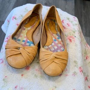 Born Tan Knot-Front Ballet Flats